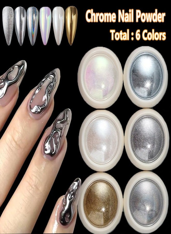 KACHIMOO Chrome Nail Powder Kit with Flatback Pearl Nail Charms,Silver Chrome Nail Art Glitters Gold Chrome Nail Powder for Nail Art Design - Image 2